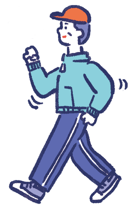 ウォーキングする男性のイラスト