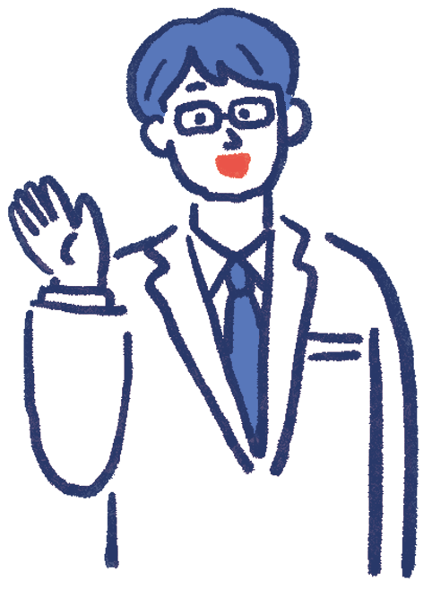 手を挙げる医師のイラスト