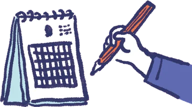カレンダーに記入するイラスト